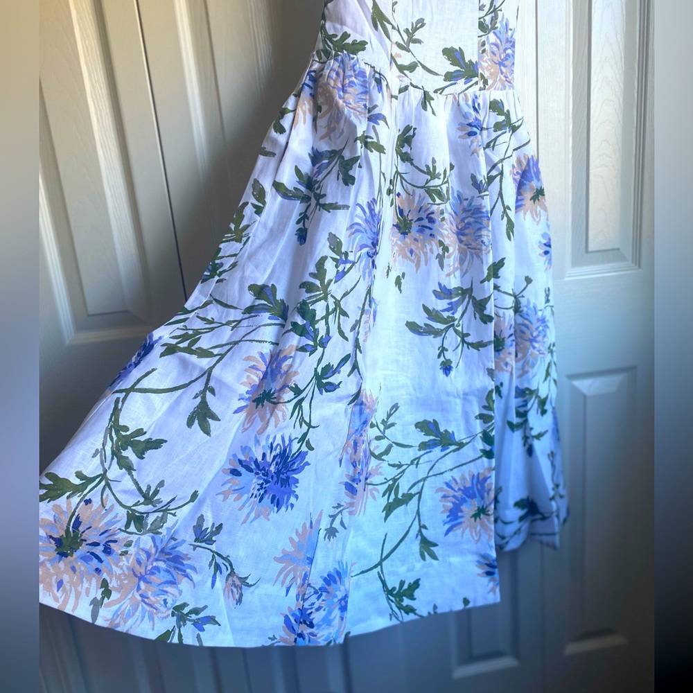 New Reformation Janu Linen Midi Dress - Serenity Blue White Floral size 4 - Picture 6 of 15